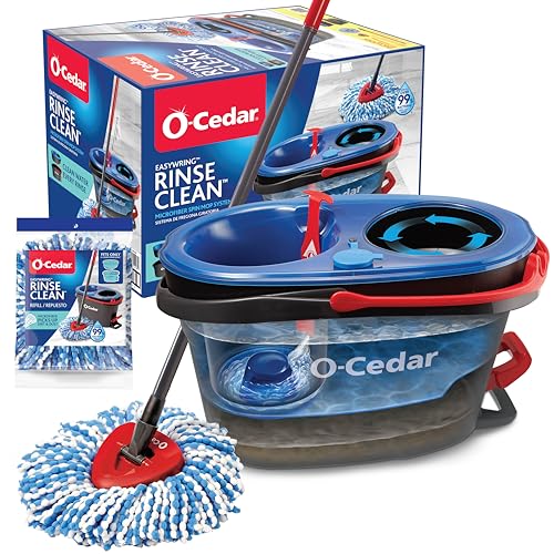 O-Cedar RinseClean Spin Mop & Bucket System | Clean with Clean Water | Removes 99% of Bacteria