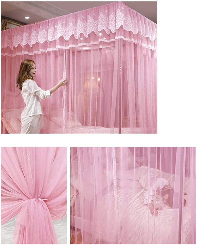 4 Corner Post Bed Canopy, Princess Room Bed Curtain Canopy Mosquito Net, Twin Queen King Bedroom Decor (Color :, Size : 120X200cm/47X79inch) (200X220cm/79X87inch)
