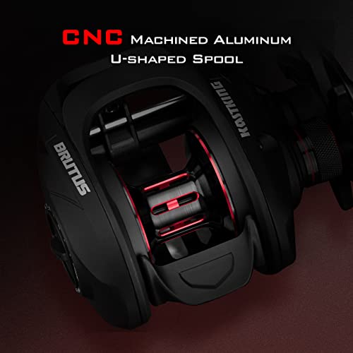 KastKing Brutus Baitcasting Fishing Reel, Graphite Frame, 7.2:1 Gear Ratio, 5+1 Shielded Stainless-Steel Ball Bearings,10 Button Magnetic Braking System, 17.6LB Carbon Fiber Drag, Aluminum Handle