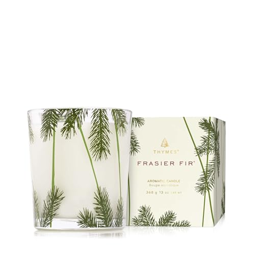 Thymes Frasier Fir Pine Needle Candle – Holiday Candles for Home Scented with Notes of Crisp Siberian Fir, Cedarwood & Sandalwood – Christmas Decor – Christmas Gifts for Women & Men (2 oz)