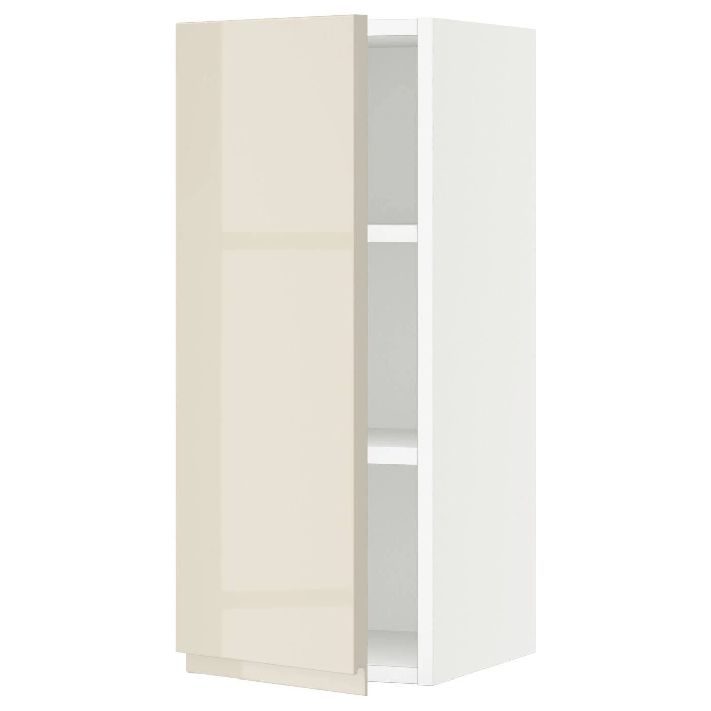 IKEA - SEKTION Wall Cabinet, white/Voxtorp High-Gloss Light Beige, 12x15x30 09358679