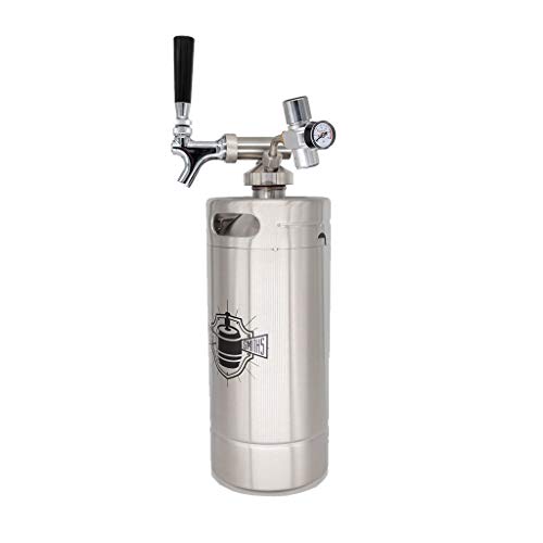 Keg Smiths 128 oz Portable Draft Keg System | CO2 or Nitrogen Regulated | Stainless Steel Keg | 8 Pint | Mini Keg Draft System