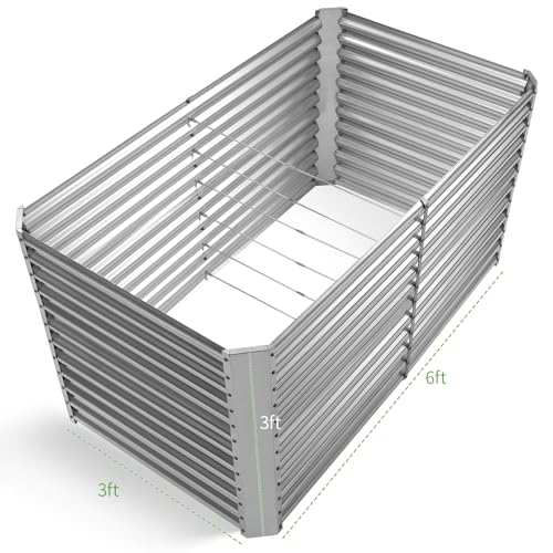 Land Guard 8x4x3ft Rectangular Galvanized Raised Garden Beds, 36