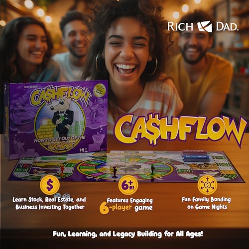 Rich Dad CASHFLOW Board Game, Educational Business & Finance Literacy Game, Ages 14 & Up - Financial Learning Games for Kids, Teens, Adults and Family