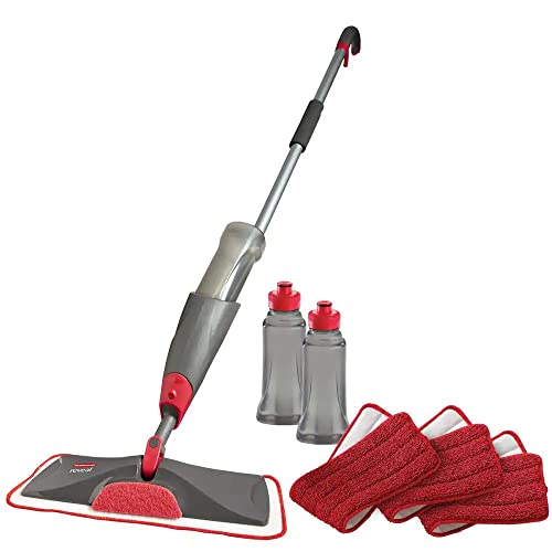 Rubbermaid Reveal Spray Mop Floor Cleaning Kit, 3 Reusable Microfiber Wet Pads, 1 Refillable Bottle, Cordless, Multi-Surface Mopping for All Home/Bathroom/Office Floors