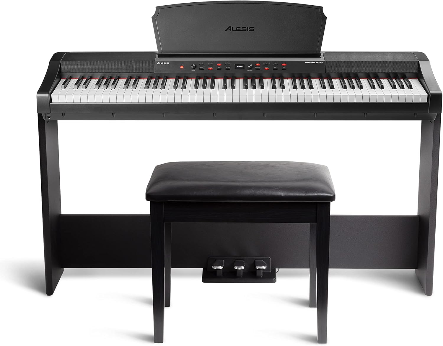 Alesis Recital Grand - 88 Key Digital Piano with Full Size Graded Hammer Action Weighted Keys, Multi-Sampled Sounds, Speakers, FX and 128 Polyphony