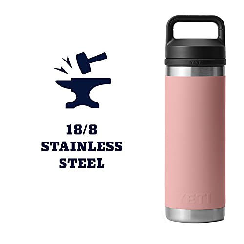 YETI Rambler 18 oz Bottle, Vacuum Insulated, Stainless Steel with Chug Cap, Sandstone Pink