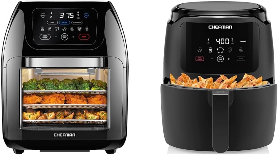 CHEFMAN Multifunctional Digital Air Fryer+ Rotisserie, Dehydrator, Convection Oven, 17 Touch Screen & Digital Air Fryer, Large 5 Qt Family Size, One Touch Digital Control Presets,