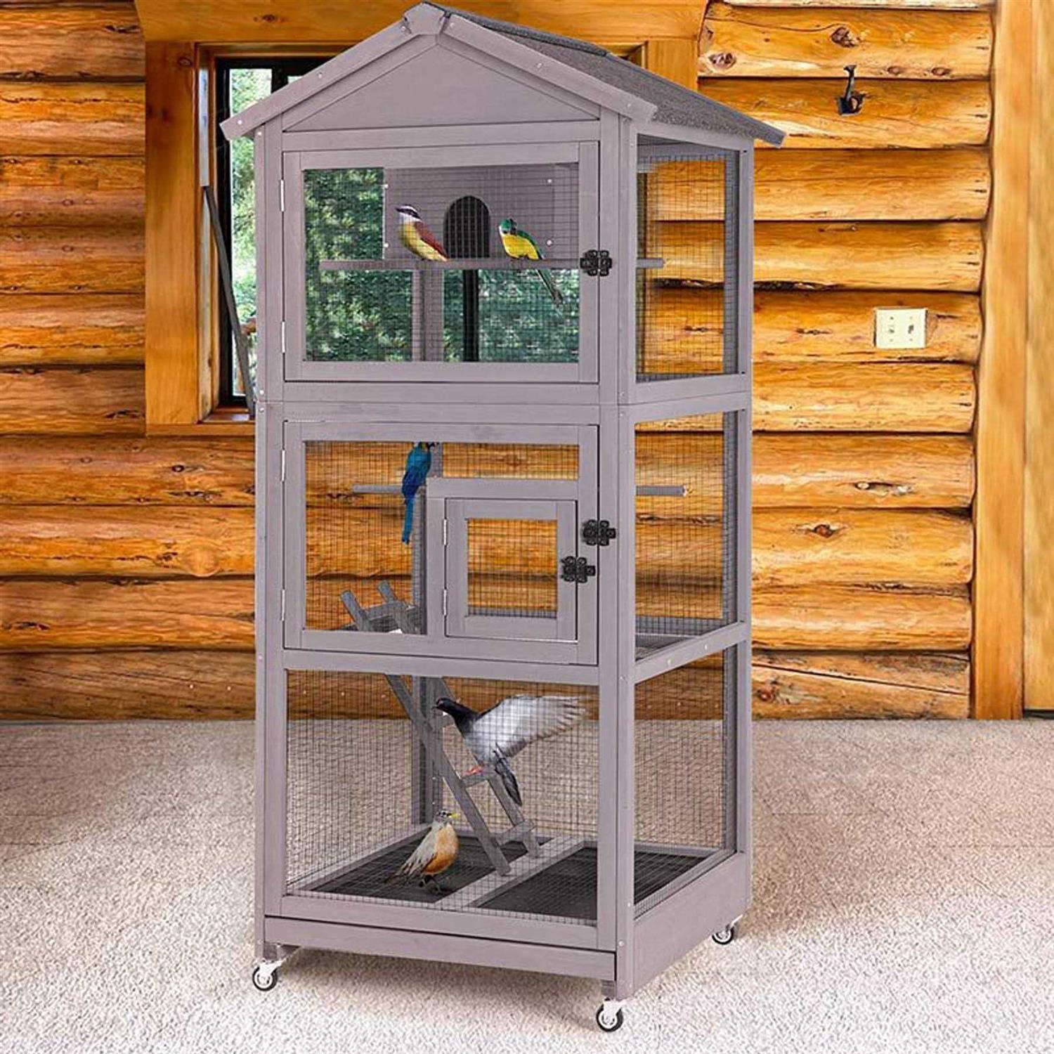 Aivituvin Wooden Large Bird Cage on Wheels AIR42 - Pet Supplies online store