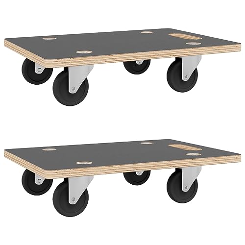 vidaXL Dolly Trolleys - Set of 2, Rectangular, Anti-Slip, High-Load Capacity, Compact Design, 19.7