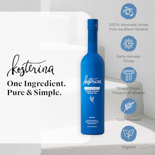 Kosterina Original Extra Virgin Olive Oil | Polyphenol Rich Greek Olive Oil, Cold-Pressed EVOO, Early Harvest Koroneiki Olives | High Antioxidant Natural Superfood | Harvested in Greece (16.9 oz)