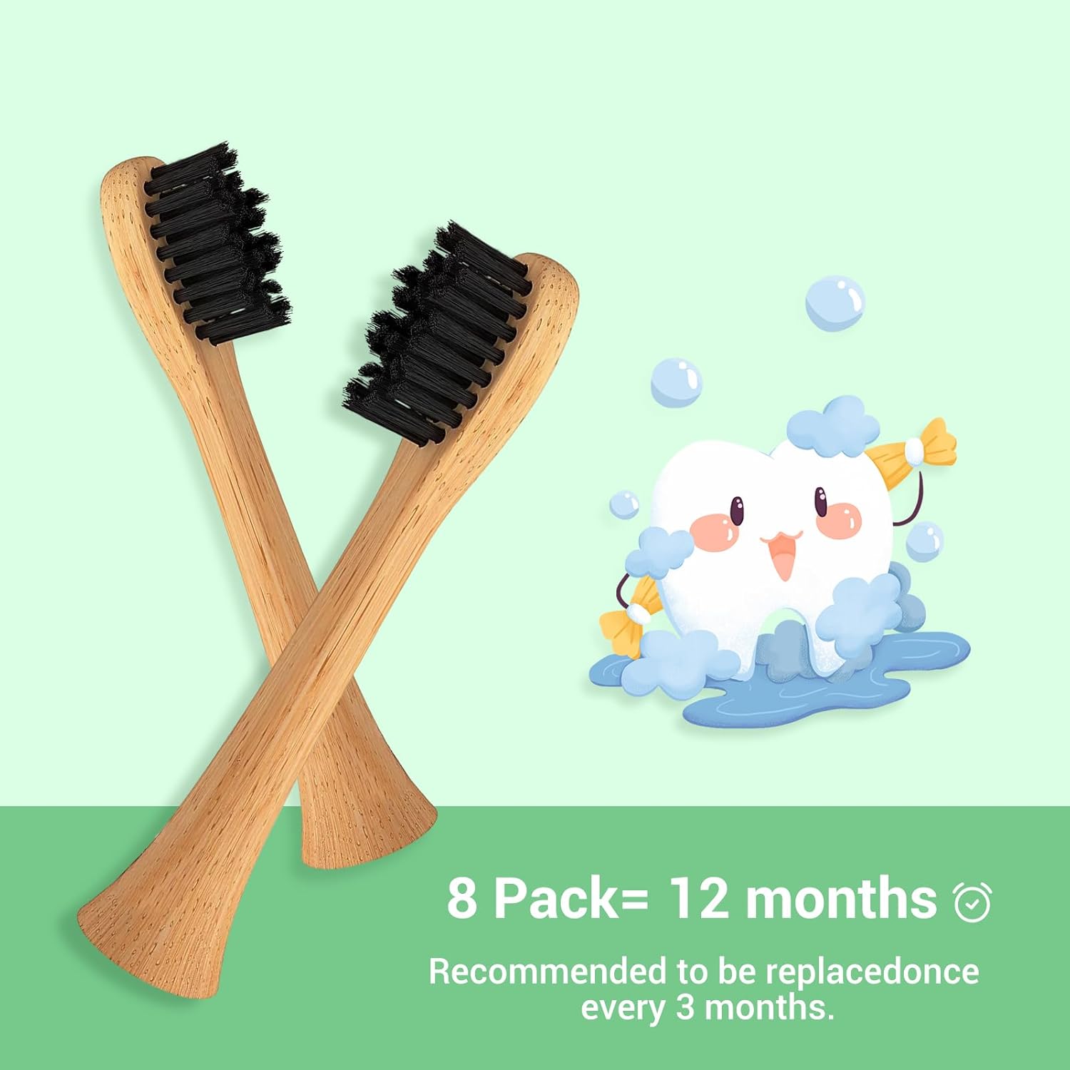 Bamboo Electric Toothbrush, 5 Cleaning Modes Sonic Toothbrush-Newly &Bamboo Electric Toothbrush Replacement Heads with Plant-Based Bristle Compatible with Philips Sonicare 4 Pack