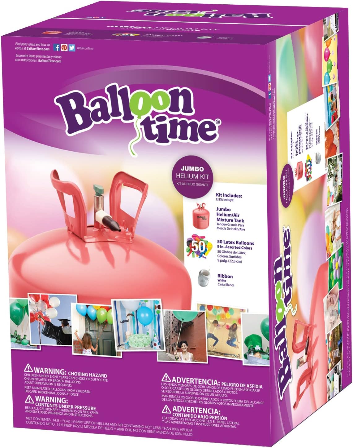 Balloon Time - Jumbo Helium Tank - Party-sized Way To Set Your Celebration Afloat - Fills 50 Count 9