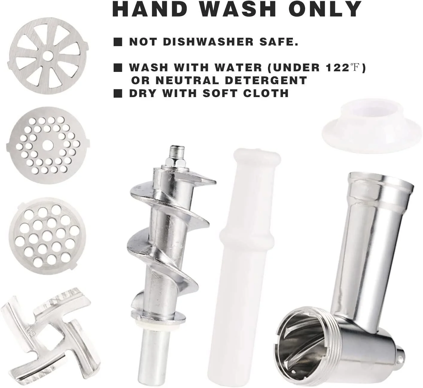 Simple Deluxe Electric Meat Grinder, Heavy Duty Meat Mincer, Food Grinder with Sausage & Kubbe Kit, 3 Grinder Plates, 600W Power, Easy to Clean and Install, Suitable for Home Kitchen,White