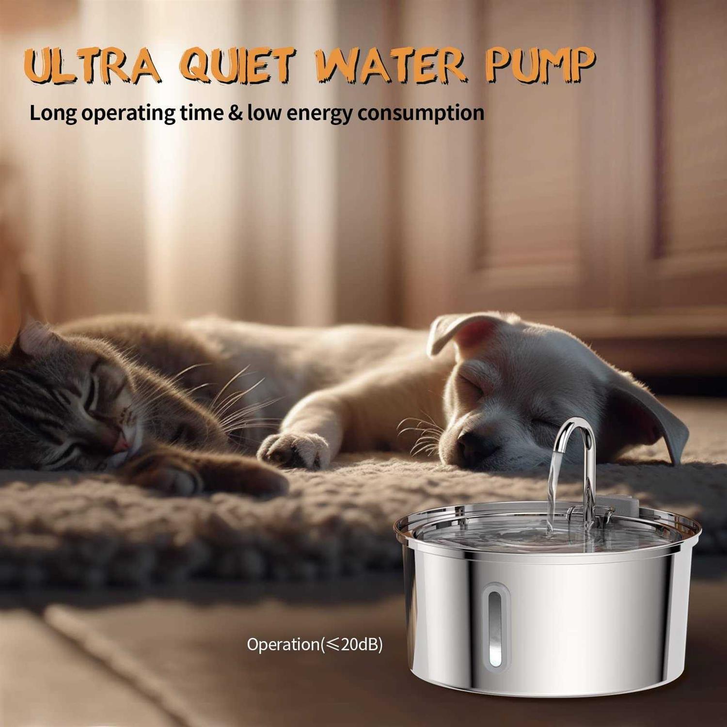 Tomxcute 3.2L Stainless Steel Cat Water Fountain for Drinking Tap Cat Fountain for Cats Terriers small-sized dogs - Pet Supplies online store
