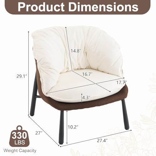 Velvet Accent Chair Modern Barrel Chair with Metal Legs Comfy Armchair Accent Reading Chair for Living Room/Bedroom/Study Room/Home Office,Black & Gray