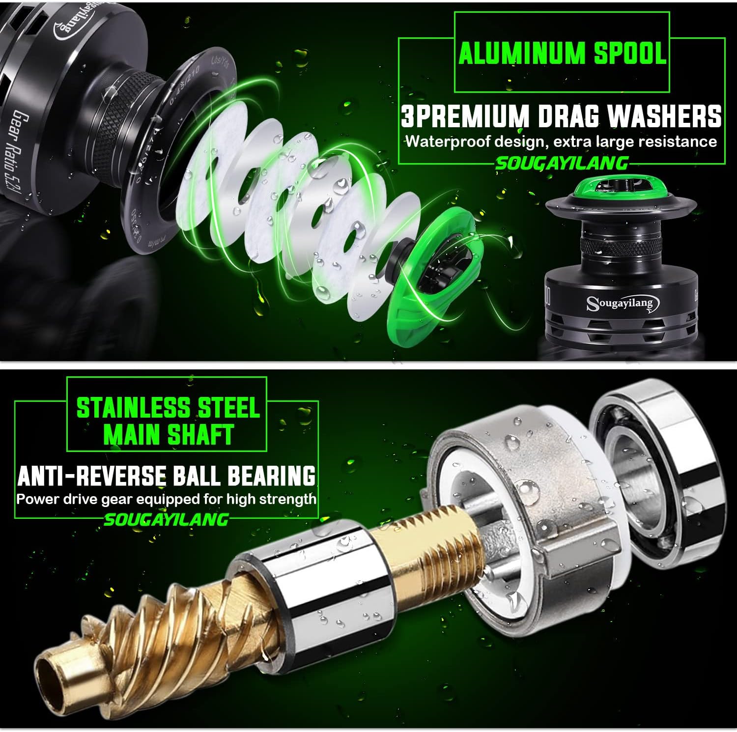 One Bass Fishing Rod and Reel Combo, Spinning Combo with SuperPolymer Handle