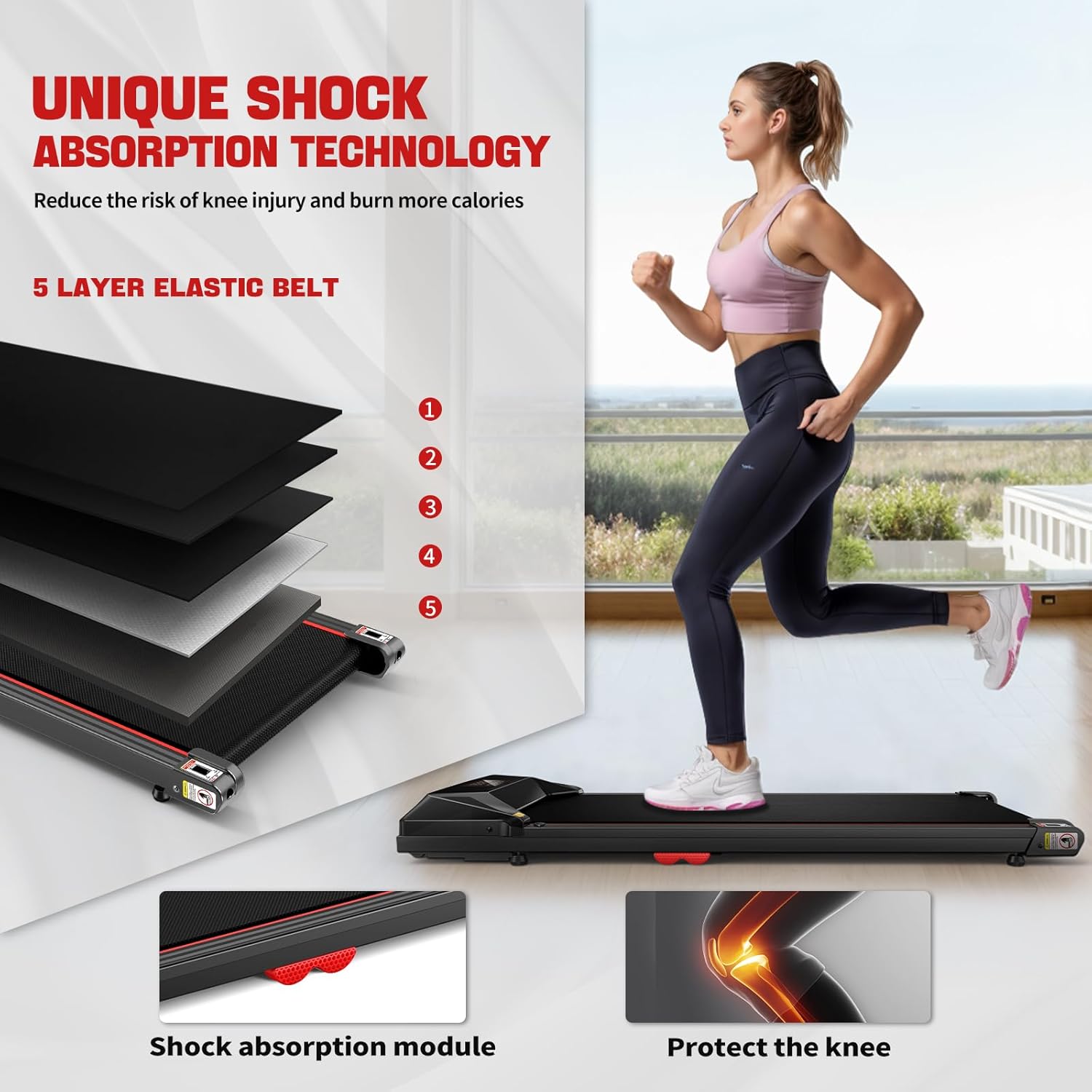 Sperax Walking pad Treadmill, Under Desk Treadmill, Walking Treadmills for Home/Office Small,Silicone Cushion