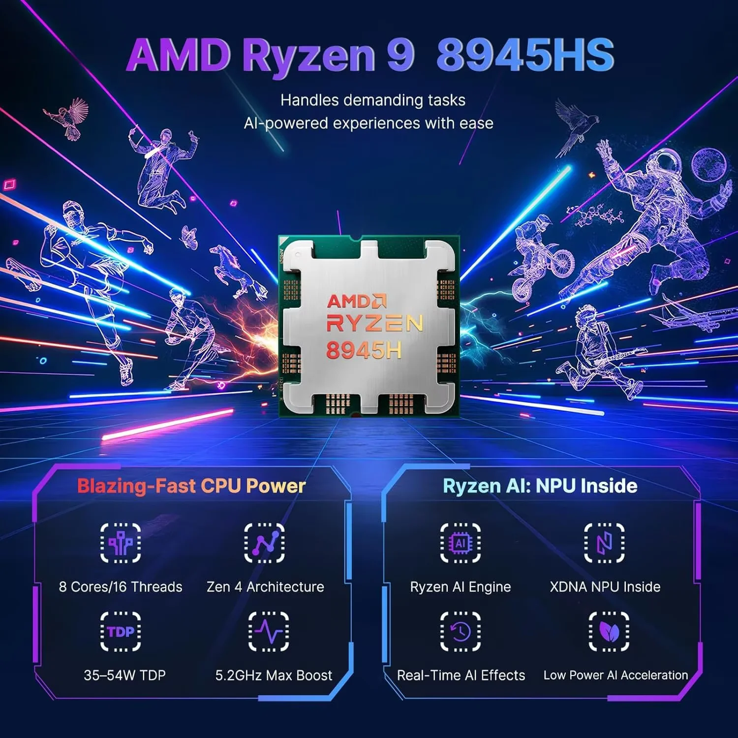 17.3" FHD Gaming Laptop, AMD Ryzen 9 8945HS 8 Cores (Beat i9-13900H, Up to 5.2GHz) 16GB RAM 1TB SSD, Radeon 780M, PD 100W Type-C AI-Enhanced for Copilot VR Ready, Backlit Keyboard Fingerprint, Black