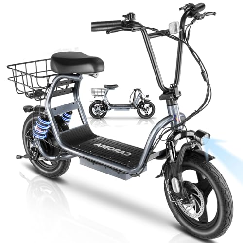 Caroma Peak 500W/800W/1200W Electric Scooter with Seat for Adults,up to 30 Miles&20MPH, 14