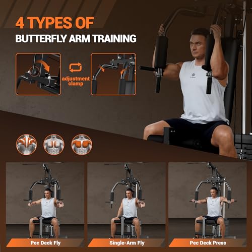 Home Gym Equipment, Multifunctional Home Gym Machine, Workout Station with Weight Stack Machine, Exercise Equipment for Full Body Traning with Pulley System