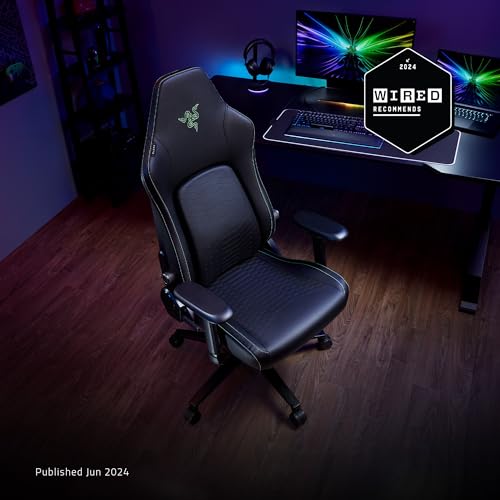 Razer Iskur V2 Gaming Chair: Adaptive Lumbar Support - Adjustable Lumbar Curve - High Density Foam Cushions - Reactive Seat Tilt &152-degree Recline - 4D Armrests - Synthetic Leather - Black