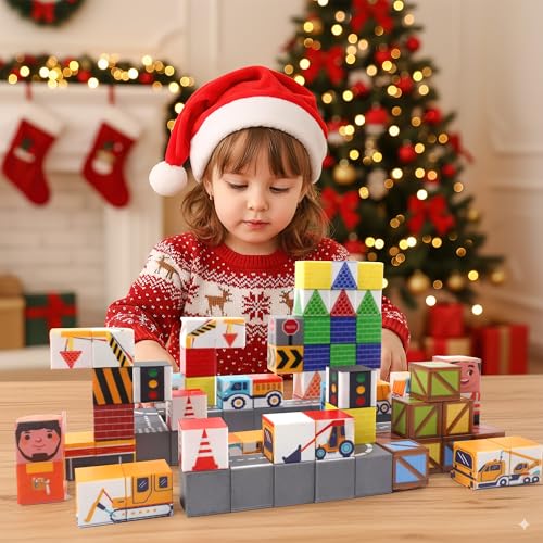 2025 Christmas Magnetic Blocks Advent Calendar - 100PCS Magnet Building Cubes Montessori STEM Sensory Toys 24 Days Countdown Calendar Set for Ages 3-12 Kids Boys Girls Xmas Surprise Gifts