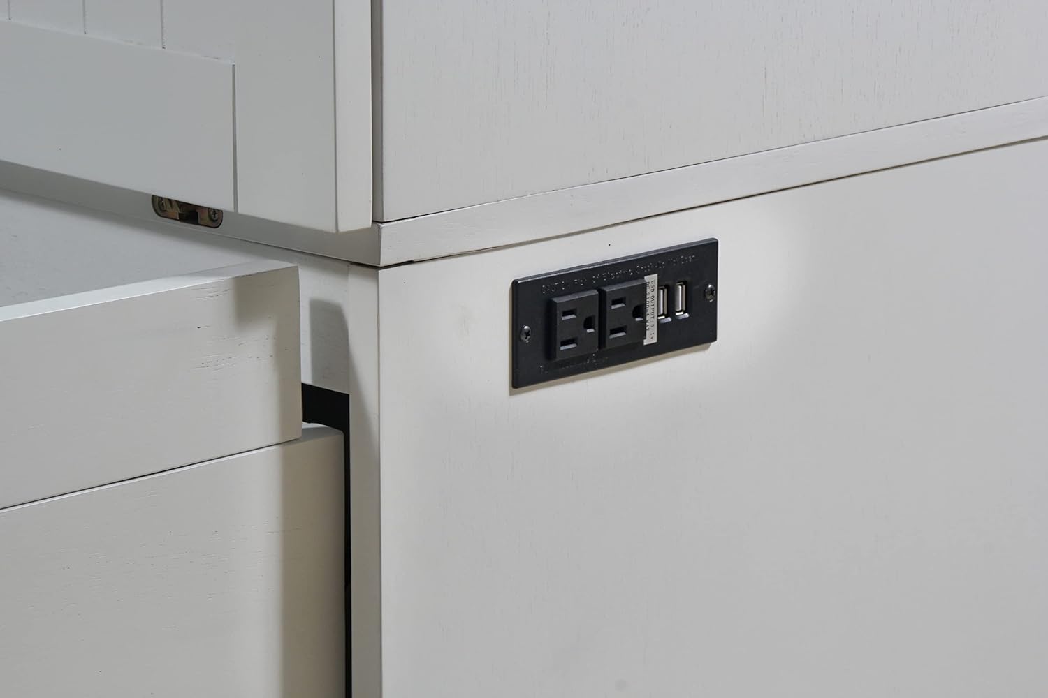 Murphybedz Tuscany Murphy Cabinet Chest Bed with Charging Station 6 Inch, Queen (White)