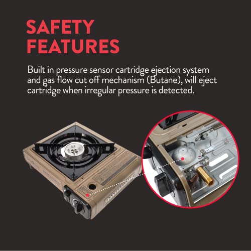 Gas One GS-3400P Propane or Butane Stove Dual Fuel Stove Portable Camping Stove - Patented - with Carrying Case Great for Emergency Preparedness Kit - Radiant Selections