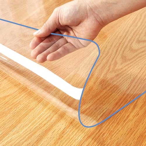 60X60 Inch Square Clear Plastic Table Cover Protector 1.5mm Thick PVC Tablecloth Mat Pad Transparent Vinyl Tablecloth Wood MarbleTable Protector Waterproof for Kitchen Table Liner Countertop