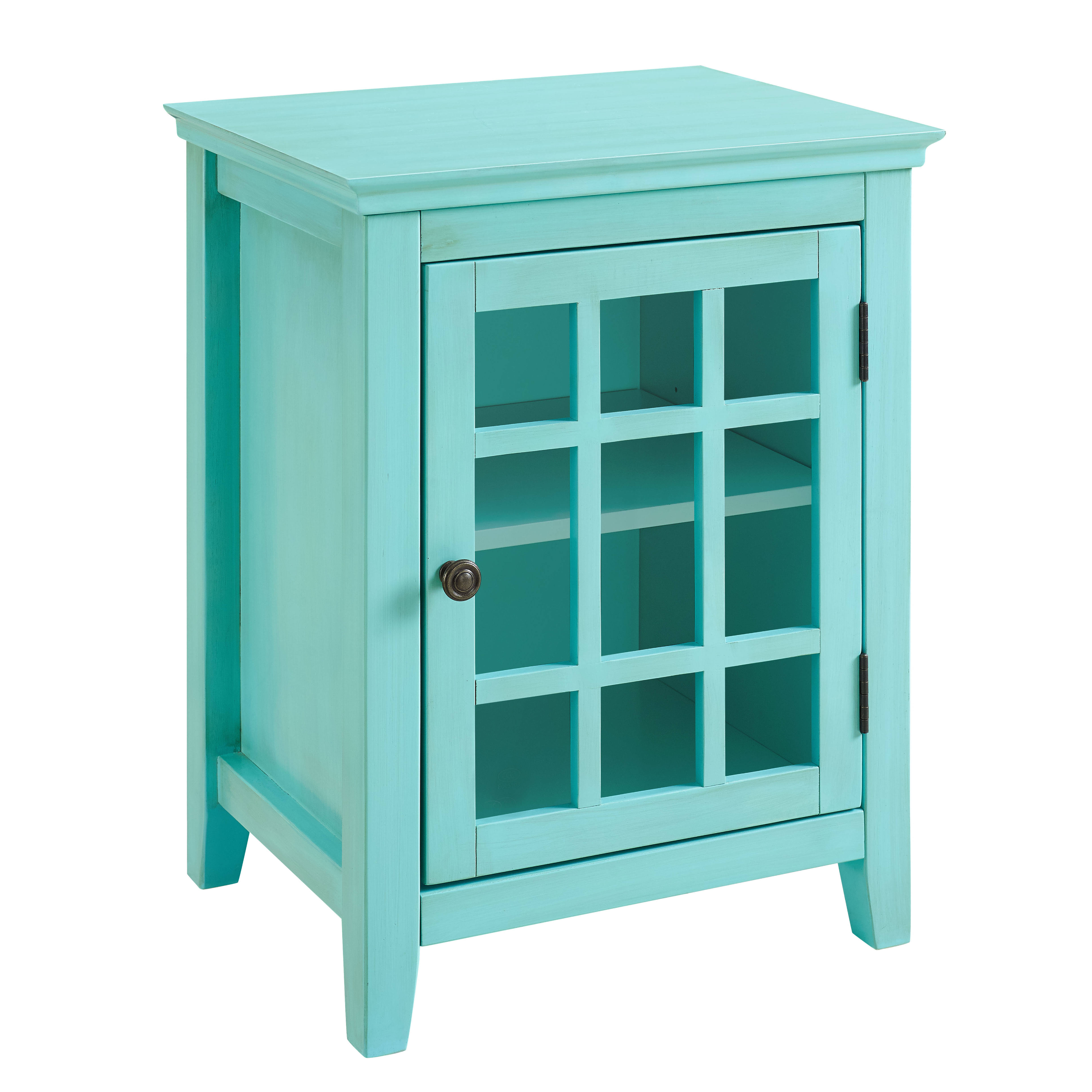 Linon Largo Antique Single Door Cabinet - Turquoise