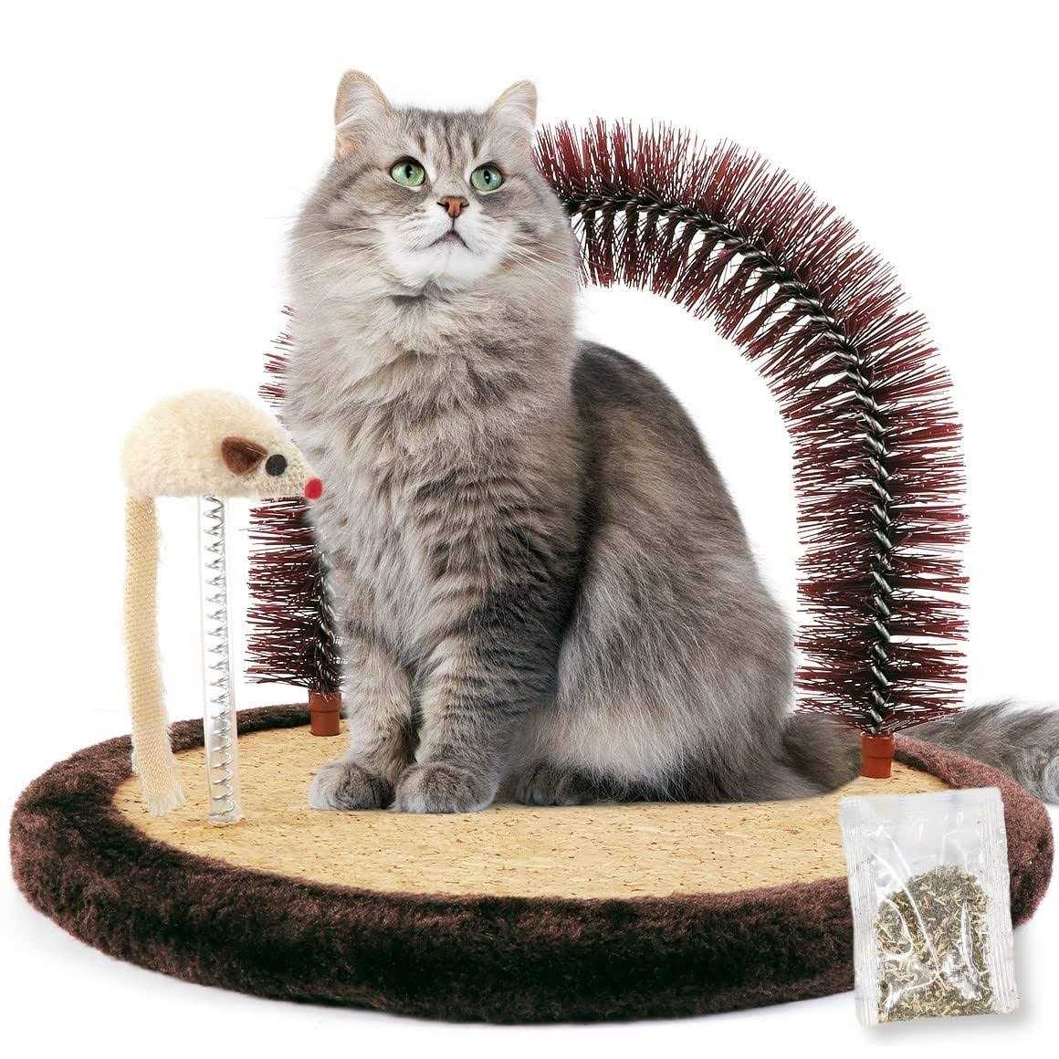 Happi N Pets Original Cat Arch Self Groomer Massager, Cat Grooming Brush With Sturdy Cat Scratching Pad and Catnip Toy - Pet Supplies online store