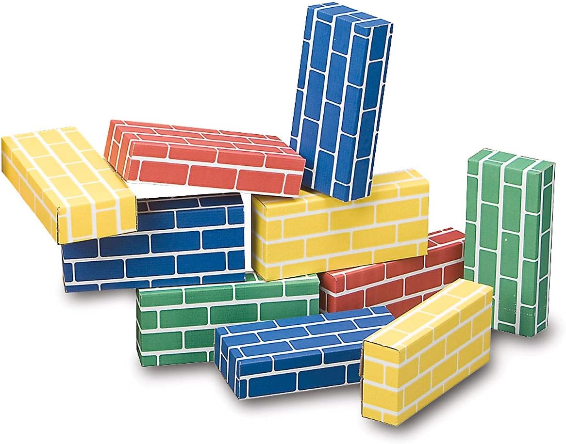 Lillian Vernon Primary Building Bricks- Kids Cardboard Bricks, Each 9 x 4 x 2 (Set of 24)
