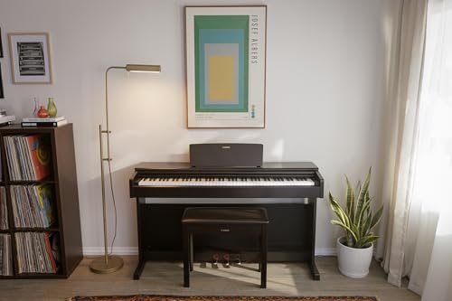 Yamaha Arius, 88-Key Weighted Action Digital Beginner and Intermediate Players, Dynamic Response, Grand Piano Sound, 3-Pedal Unit, Upright Design, Bench Included, Dark Rosewood (YDP105R)