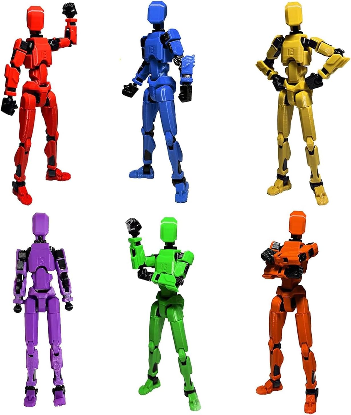 6PCS Titan 13 Action Figures | T13 Action Figure 3D Printed Multi-Jointed Movable | 3D Printed Dummy Robot Action Figures | T13 Action Figure Already Assembled