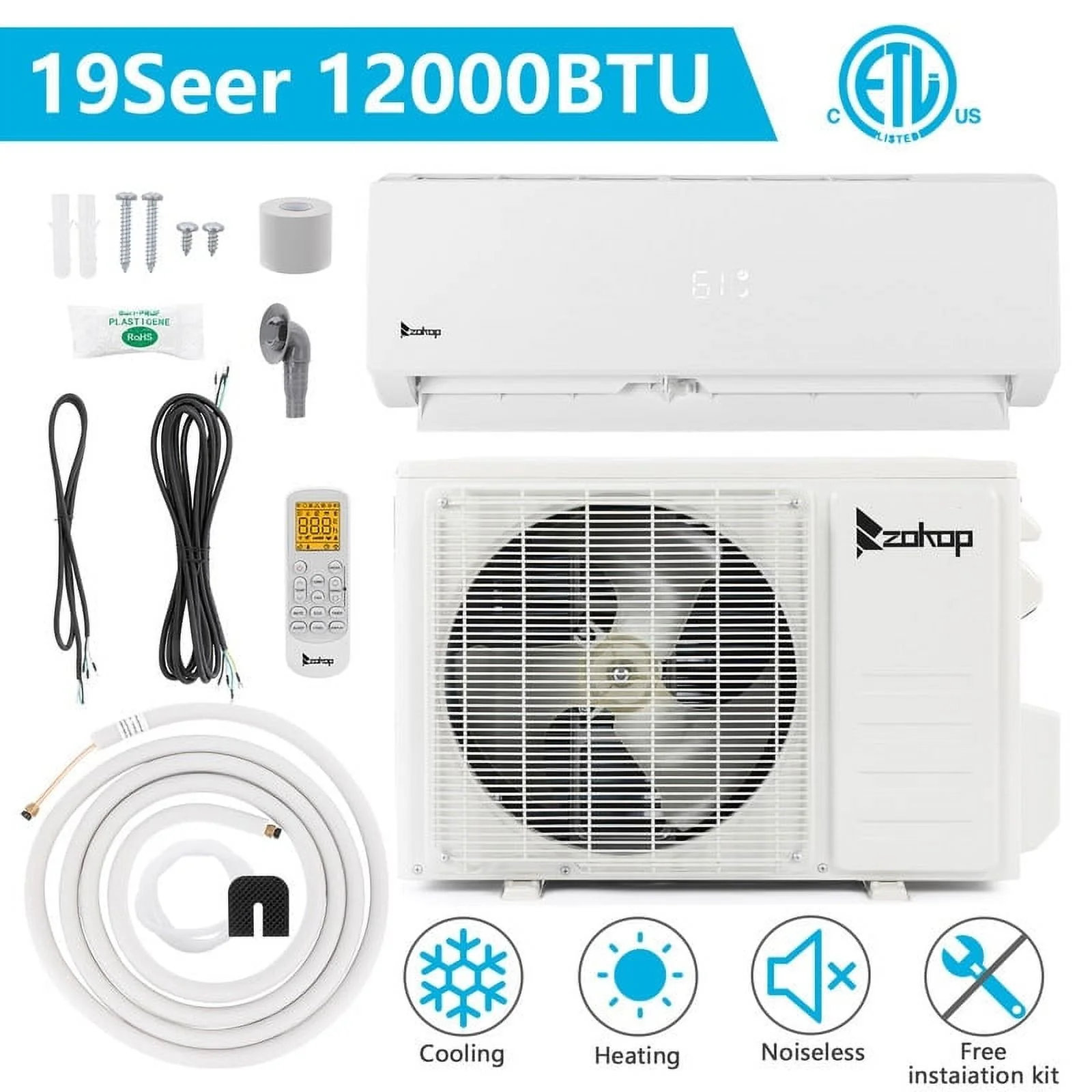 230V 12000BTU 19Seer Mini Split Air Conditioner with Heating Function