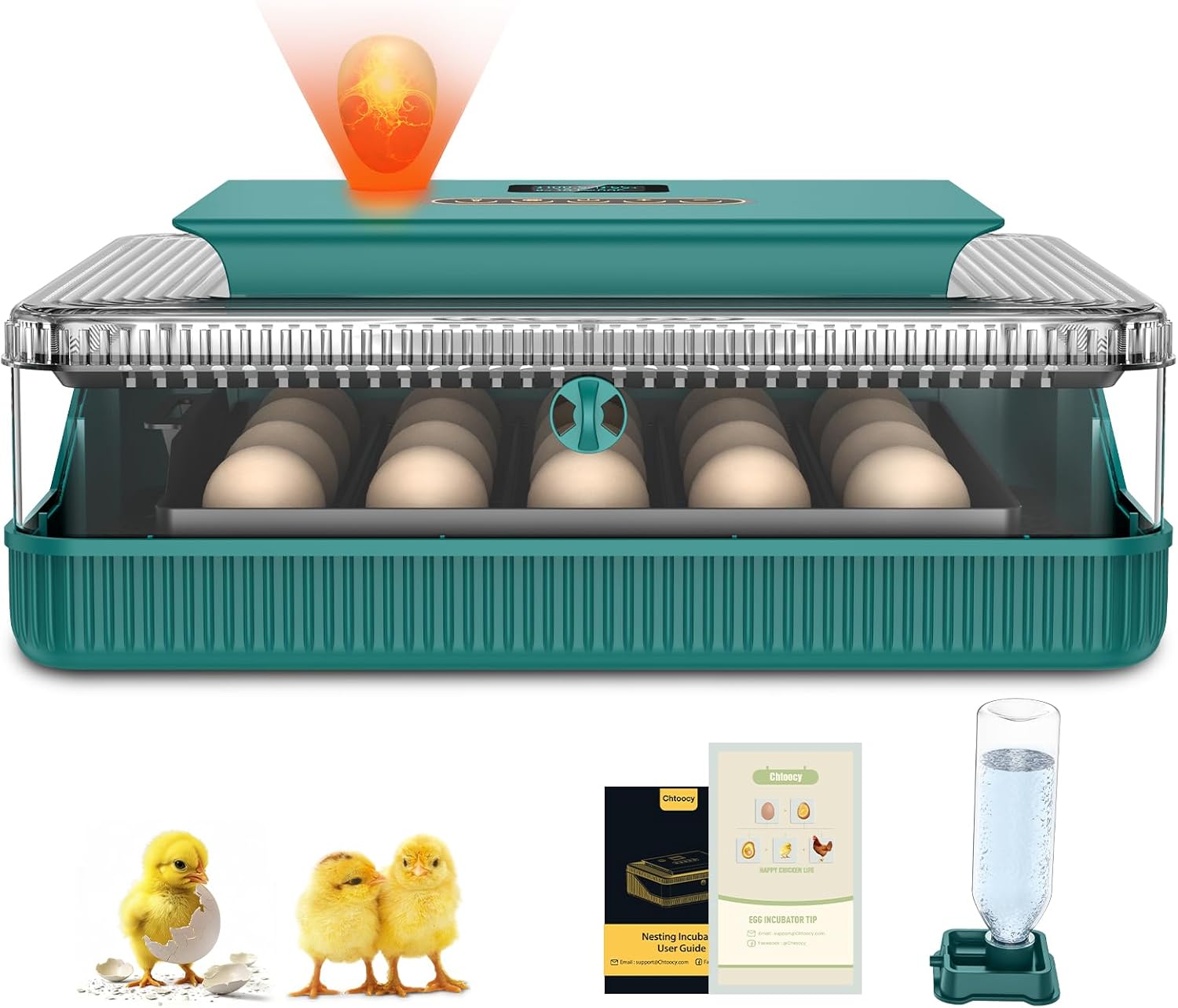 25 Egg Incubator for Hatching Eggs Chicks w Automatic Turner, LED Humidity Display, Candler and Day Tractor for Chicken, Duck, and Quail Turkey Hatching Chicks