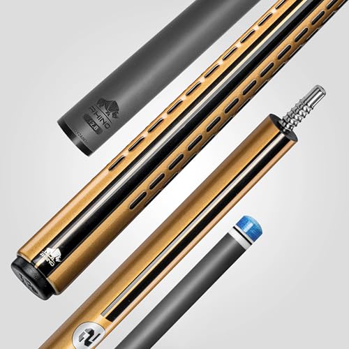 RHINO Nebula 2 Pool Cue - 100% Carbon Fiber Shaft & Composite Butt. Time Crystal Tip, Pro Taper Design, 12.4 mm,12.8 mm. 3/8-8 Joint, 3D Friction Grip. Low Deflection Pool Cue