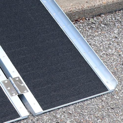 Titan Ramps 7 FT Multi Fold Breifcase Aluminum Wheelchair Ramp, Rated 600 LB, Anti-Slip Threshold Wheelchair and Scooter Carrying Loading Ramp