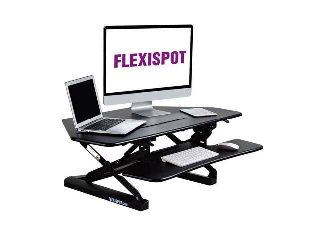 FlexiSpot Adjustable Corner Standing Desk Riser Black