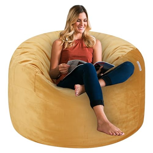 HABUTWAY Bean Bag Chair: Giant 4' Memory Foam Furniture Bean Bag Chairs for Adults with Microfiber Cover - 4Ft, Black