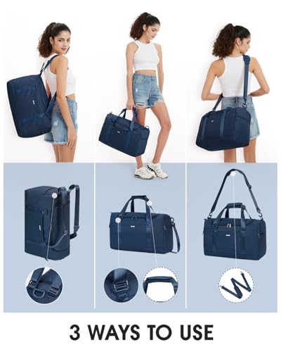 WANDF For Spirit Airlines Personal Item Bag 18x14x8 Travel Duffel Bag Weekender Overnight Bag Carry-on Luggage for Women (Light Blue)