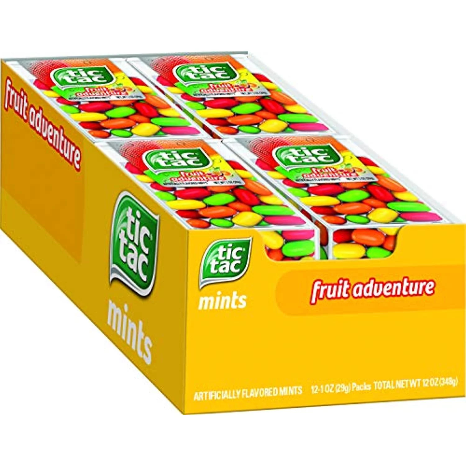 Tic Tac Fresh Breath Mints, Fruit Adventure, Bulk Hard Candy Mints, Perfect Valentines Day Gift, 1 Oz Singles, 12 Count