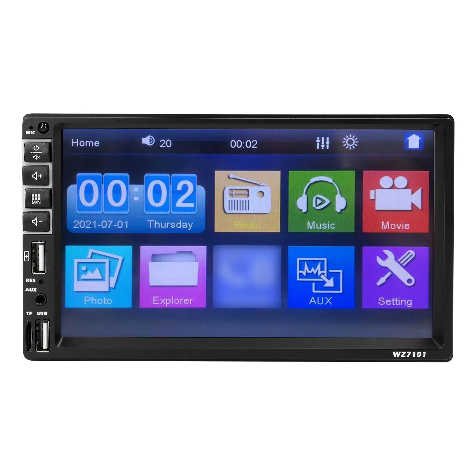 Single Din Car Stereo 7 Inch LCD Touchscreen Monitor BT MP5 Player Car Receiver Support TFUSBAUX-IN Mobile Phone Link Hands-Free Calling Reverse Picture Steering Wheel Control