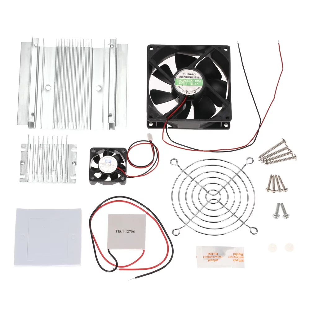 DIY Thermoelectric Peltier Refrigeration Cooling System Kit Semiconductor Cooler Conduction Module + Radiator + Cooling Fan + TEC1-12706