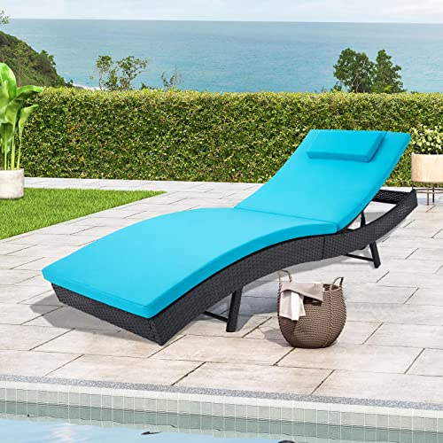 Incbruce Patio Chaise Lounge Chairs Set, Outdoor Reclining Chaise with Adjustable Backrest, PE Rattan Steel Frame Pool Lounge Chairs of 2