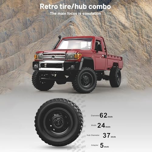 RC Truck 1/12 RC Rock Crawler, MN-82 4x4 Toyota Land Cruiser Remote Control Pickup Off Road RTR 2.4GHz Remote Control Rock Crawler Car Toy with Controllable Headlights 2 Batteries