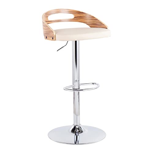 LumiSource Cassis Adjustable Bar Stool, Chrome Bar Stools, Bar Chair, Swivel Bar Stool