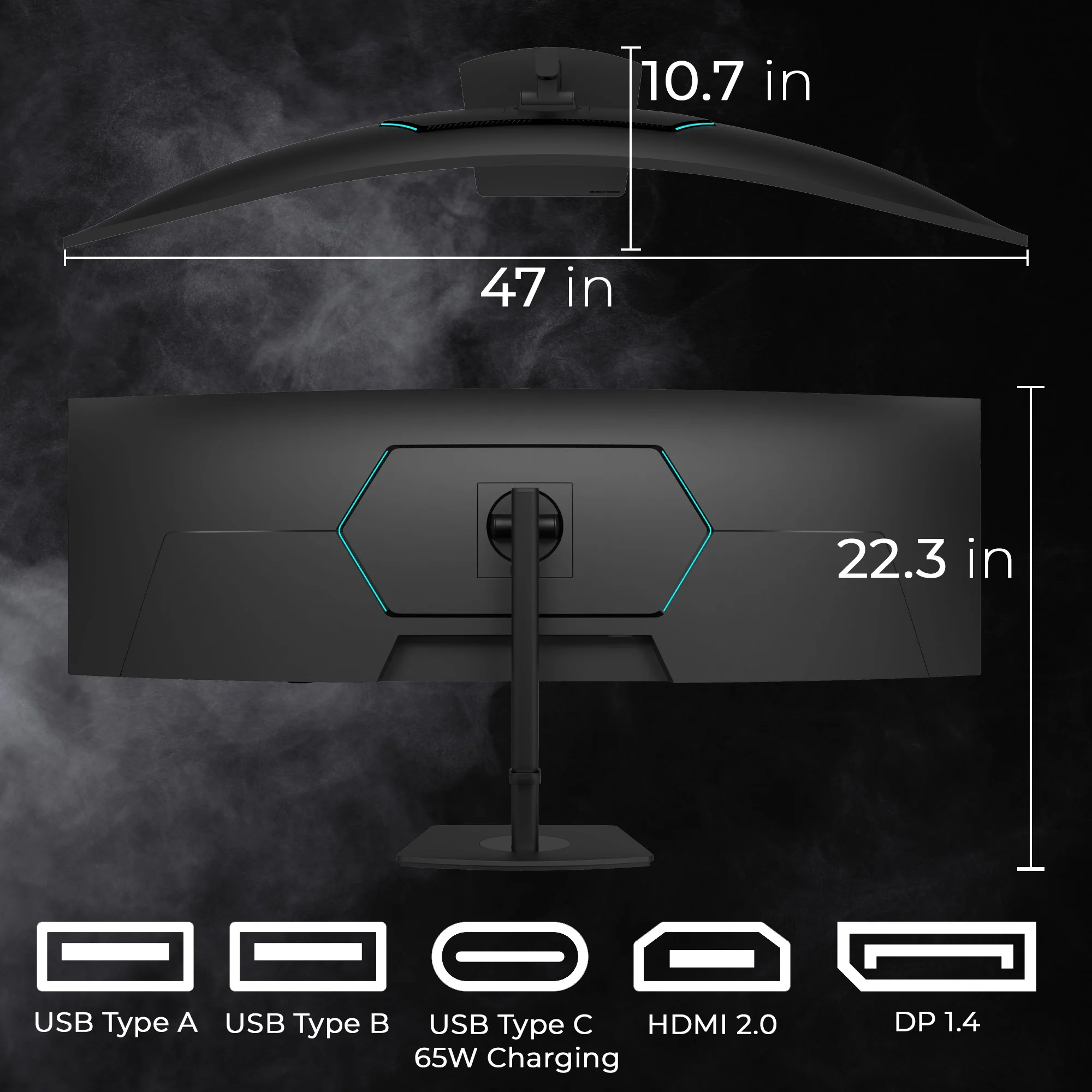 "Deco Gear 49"" 5K Curved Gaming Monitor, 120 Hz, 101% NTSC, 100% sRGB, Adjustable Stand"