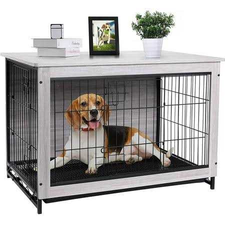 Arlopu Dog Crate Furniture Wooden End Table Indoor Dog Kennel - Pet Supplies online store